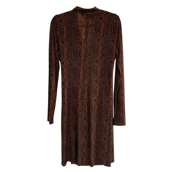 Norma Kamali Wrap Front Ruched Dress Cocoa Python Large Contemporary Office Chic - Picture 3 of 5